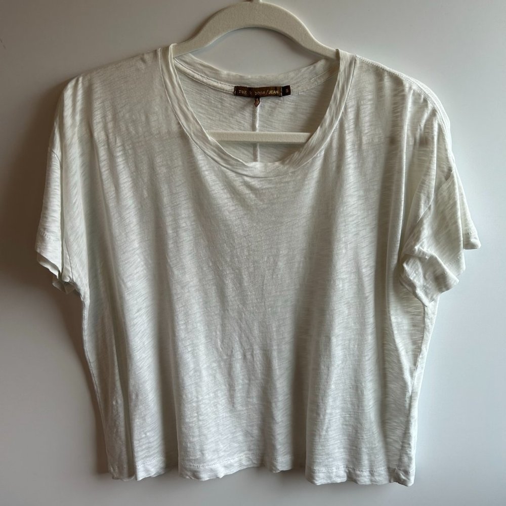 rag & bone White Heathered Short Sleeve Tee Size Small